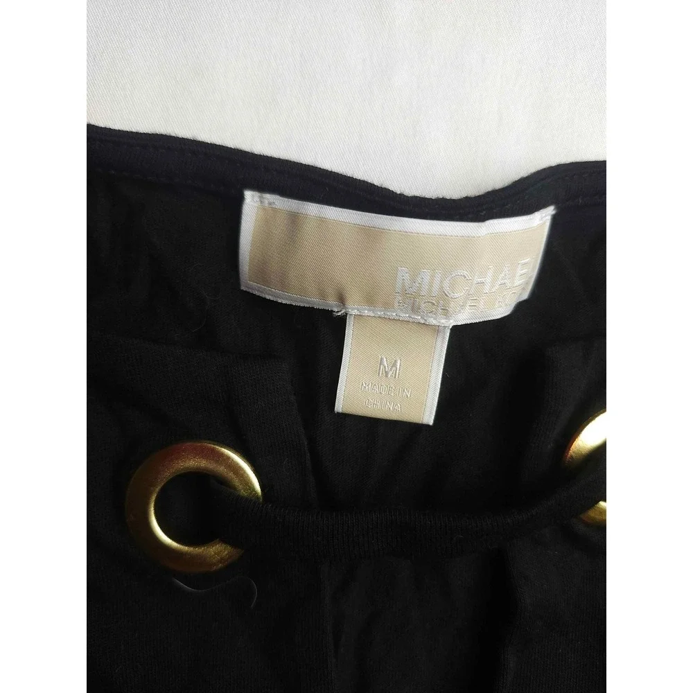 Michael Kors Womens Black Grommet Keyhole Long Sleeve Top Size M